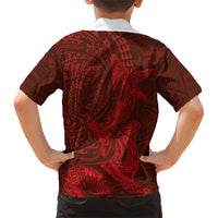 Hawaiian Monk Seal and Whale Hawaiian Shirt Kakau Tribal Pattern Red Color LT03 - Polynesian Pride