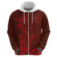 Hawaiian Monk Seal and Whale Hoodie Kakau Tribal Pattern Red Color LT03 - Polynesian Pride