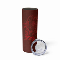 Hawaiian Monk Seal and Whale Skinny Tumbler Kakau Tribal Pattern Red Color LT03 - Polynesian Pride