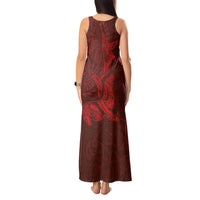 Hawaiian Monk Seal and Whale Tank Maxi Dress Kakau Tribal Pattern Red Color LT03 - Polynesian Pride