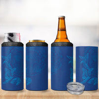 Hawaiian Monk Seal and Whale 4 in 1 Can Cooler Tumbler Kakau Tribal Pattern Blue Color LT03 - Polynesian Pride
