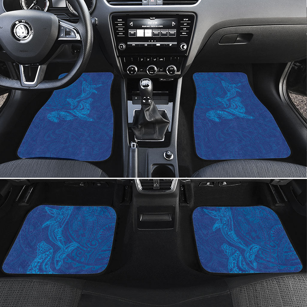 Hawaiian Monk Seal and Whale Car Mats Kakau Tribal Pattern Blue Color