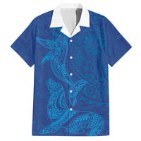 Hawaiian Monk Seal and Whale Hawaiian Shirt Kakau Tribal Pattern Blue Color LT03 Blue - Polynesian Pride