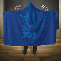 Hawaiian Monk Seal and Whale Hooded Blanket Kakau Tribal Pattern Blue Color LT03 - Polynesian Pride