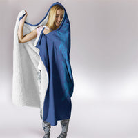 Hawaiian Monk Seal and Whale Hooded Blanket Kakau Tribal Pattern Blue Color LT03 - Polynesian Pride