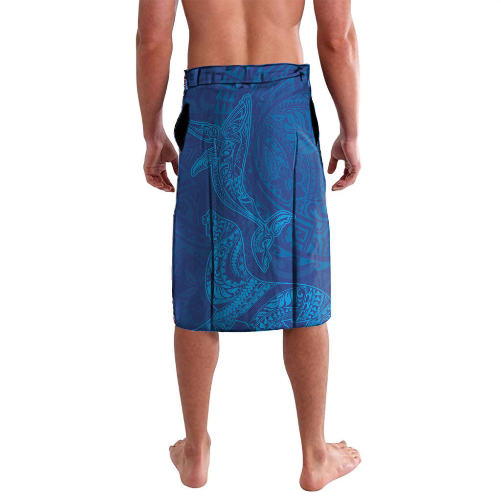 Hawaiian Monk Seal and Whale Lavalava Kakau Tribal Pattern Blue Color LT03 - Polynesian Pride