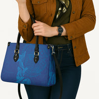 Hawaiian Monk Seal and Whale Leather Bag Kakau Tribal Pattern Blue Color LT03 - Polynesian Pride