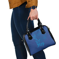 Hawaiian Monk Seal and Whale Shoulder Handbag Kakau Tribal Pattern Blue Color LT03 - Polynesian Pride
