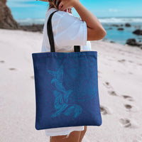 Hawaiian Monk Seal and Whale Tote Bag Kakau Tribal Pattern Blue Color LT03 - Polynesian Pride