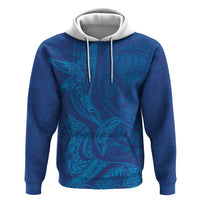 Hawaiian Monk Seal and Whale Zip Hoodie Kakau Tribal Pattern Blue Color LT03 Pullover Hoodie Blue - Polynesian Pride