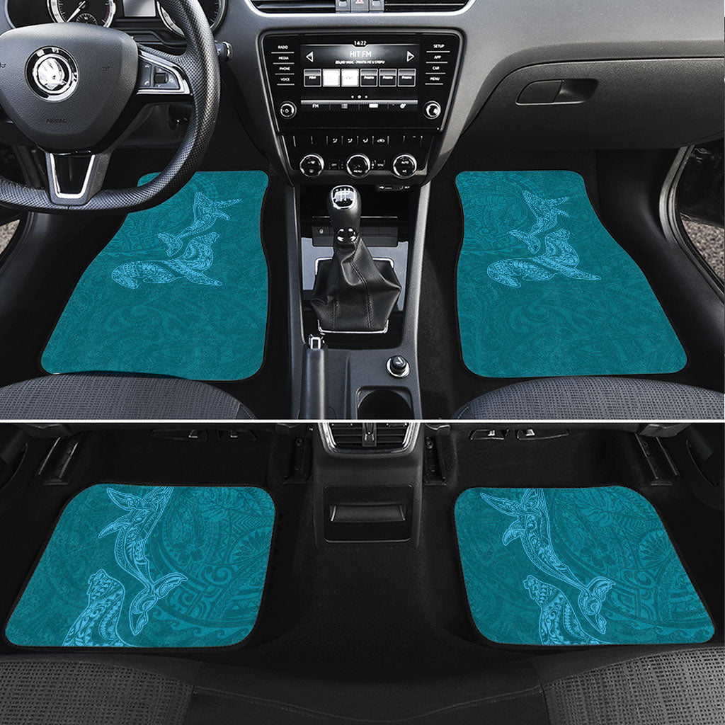 Hawaiian Monk Seal and Whale Car Mats Kakau Tribal Pattern Teal Color