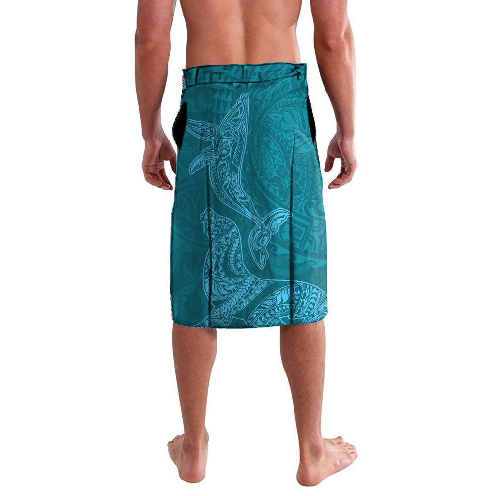 Hawaiian Monk Seal and Whale Lavalava Kakau Tribal Pattern Teal Color LT03 - Polynesian Pride