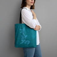 Hawaiian Monk Seal and Whale Tote Bag Kakau Tribal Pattern Teal Color LT03 - Polynesian Pride