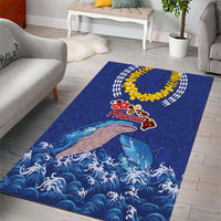 Hawaiian Sea Animals Area Rug Whales Shark and Turtle Guardians with Tribal Pattern LT03 - Polynesian Pride