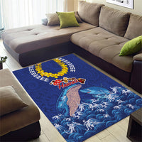 Hawaiian Sea Animals Area Rug Whales Shark and Turtle Guardians with Tribal Pattern LT03 - Polynesian Pride