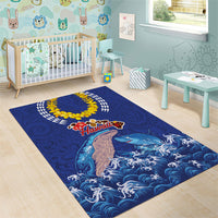 Hawaiian Sea Animals Area Rug Whales Shark and Turtle Guardians with Tribal Pattern LT03 - Polynesian Pride