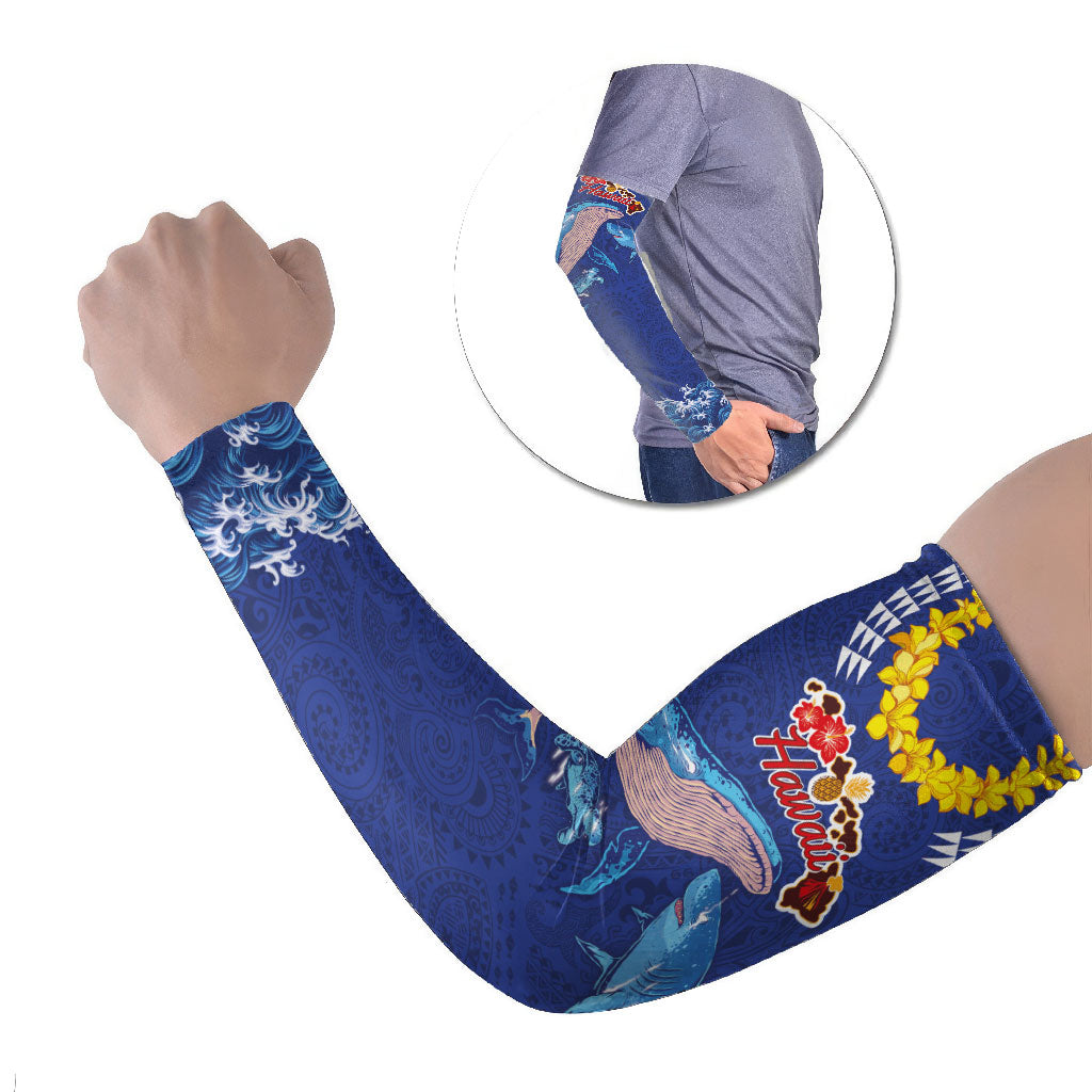 Hawaiian Sea Animals Arm Sleeves Whales Shark and Turtle Guardians with Tribal Pattern