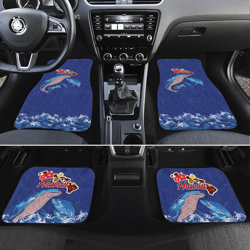 Hawaiian Sea Animals Car Mats Whales Shark and Turtle Guardians with Tribal Pattern
