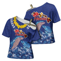 Hawaiian Sea Animals Cross Shoulder Shirt Whales Shark and Turtle Guardians with Tribal Pattern LT03 - Polynesian Pride