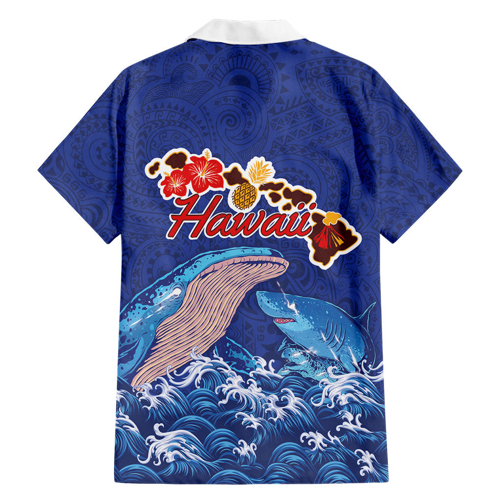 Hawaiian Sea Animals Family Matching Long Sleeve Bodycon Dress and Hawaiian Shirt Whales Shark and Turtle Guardians with Tribal Pattern LT03 - Polynesian Pride