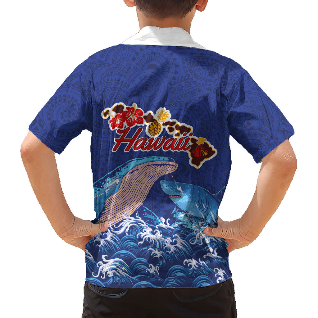 Hawaiian Sea Animals Family Matching Summer Maxi Dress and Hawaiian Shirt Whales Shark and Turtle Guardians with Tribal Pattern LT03 - Polynesian Pride