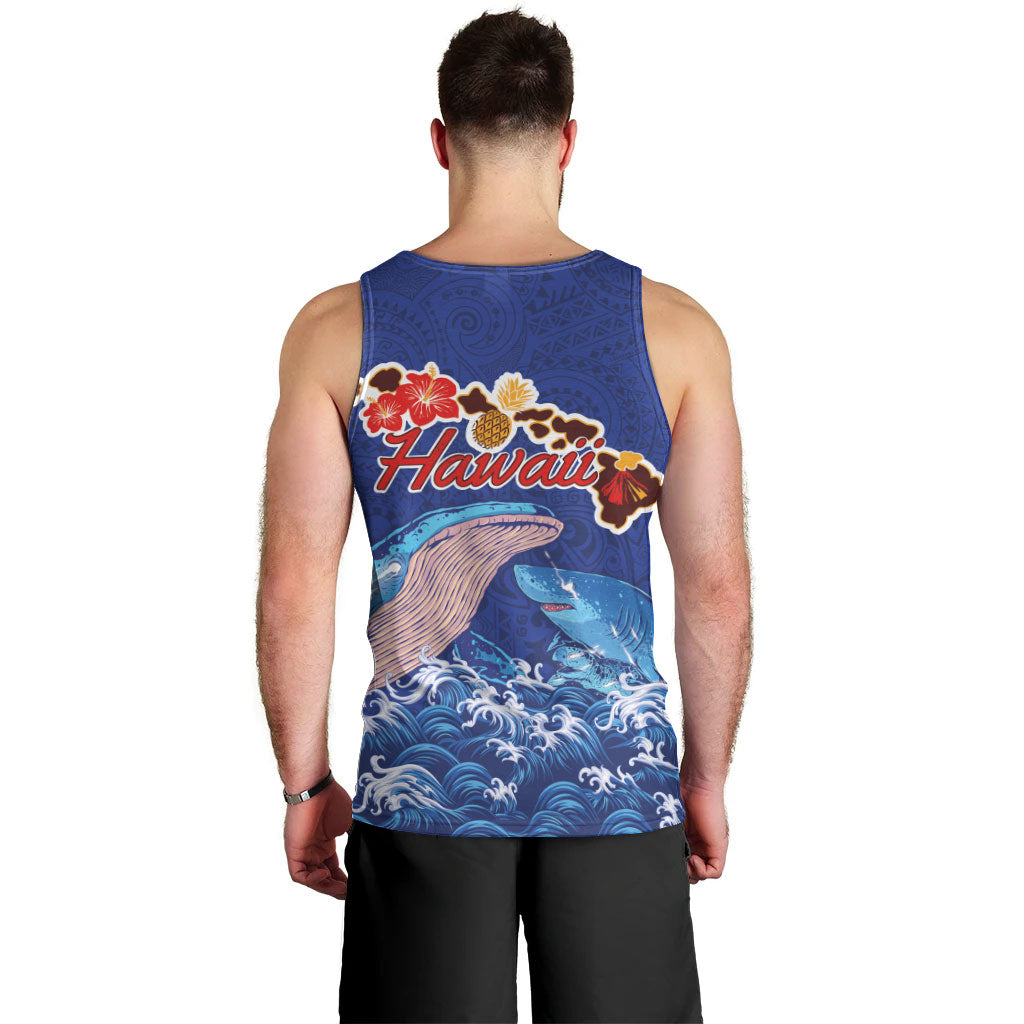 Hawaiian Sea Animals Men Tank Top Whales Shark and Turtle Guardians with Tribal Pattern LT03 - Polynesian Pride