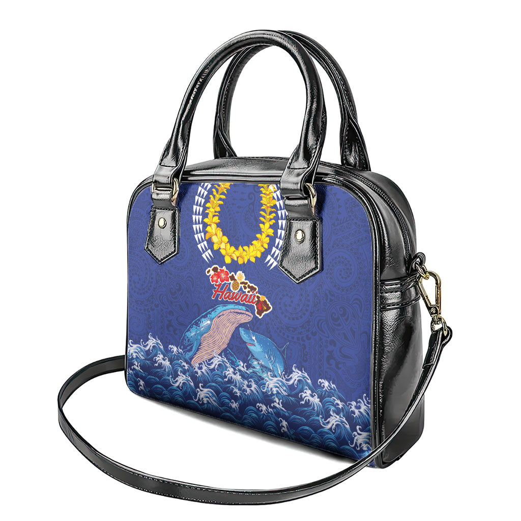 Hawaiian Sea Animals Shoulder Handbag Whales Shark and Turtle Guardians with Tribal Pattern LT03 - Polynesian Pride