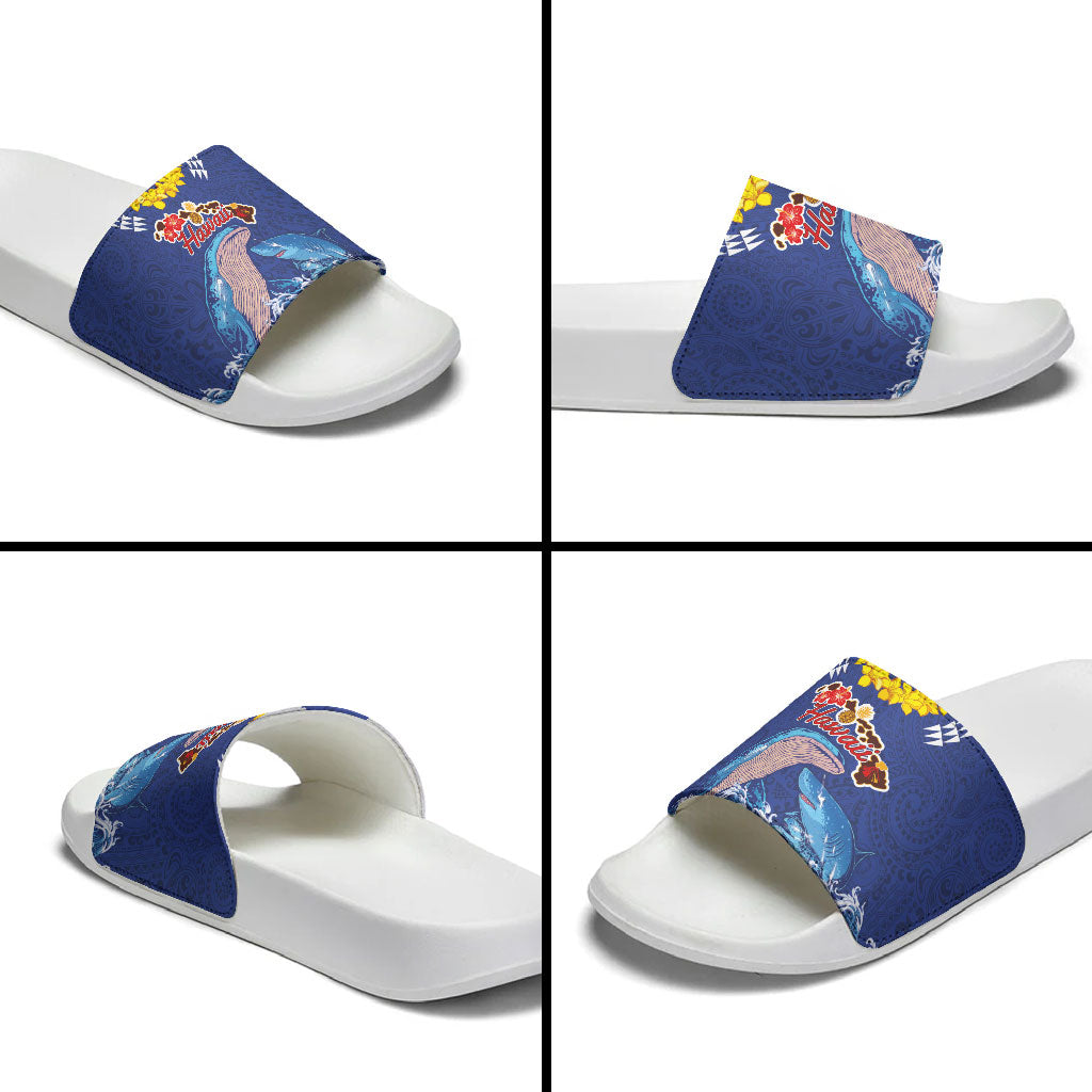 Hawaiian Sea Animals Slide Sandals Whales Shark and Turtle Guardians with Tribal Pattern LT03 - Polynesian Pride