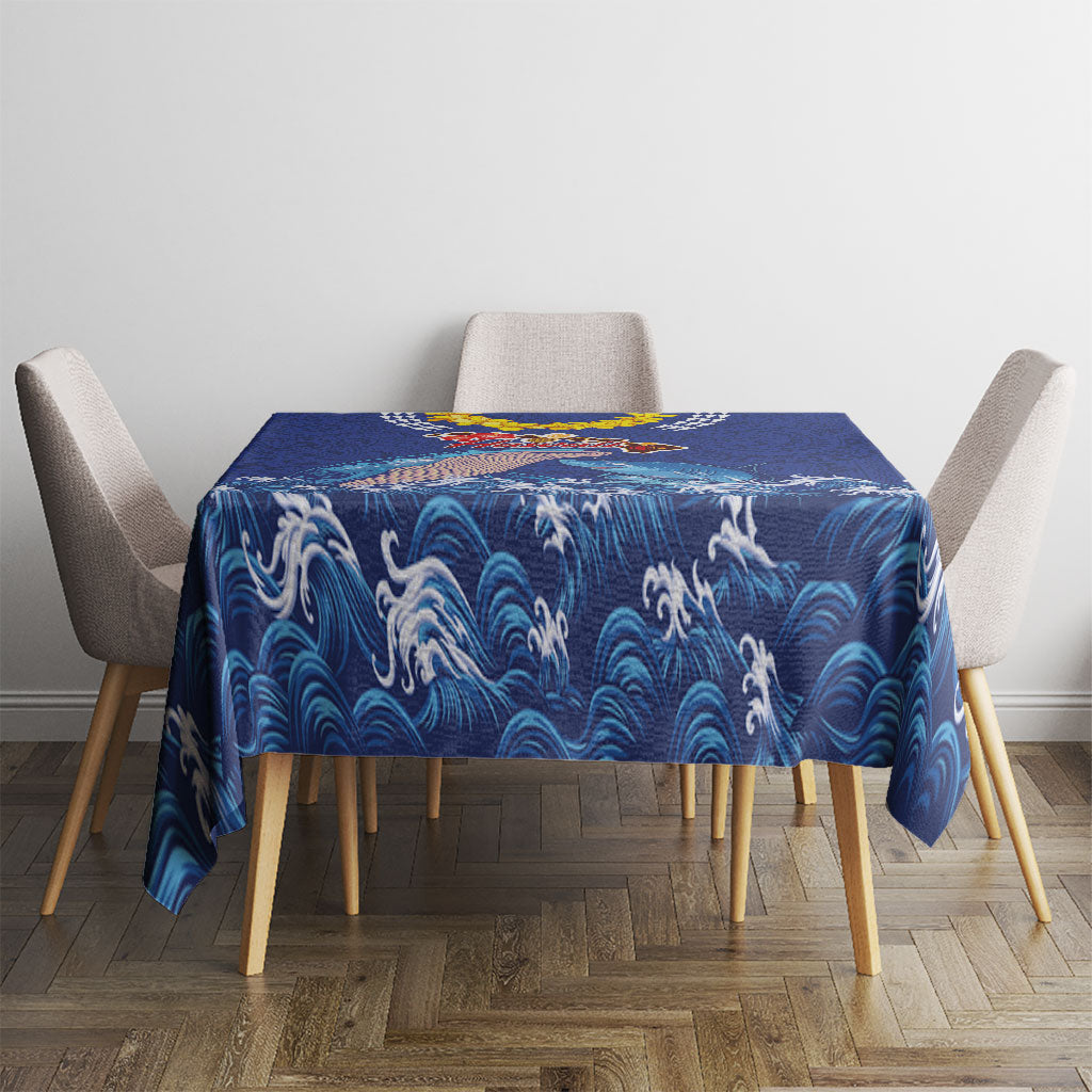 Hawaiian Sea Animals Tablecloth Whales Shark and Turtle Guardians with Tribal Pattern LT03 - Polynesian Pride