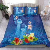 Fiji Jellyfish Bedding Set Tapa Patterns and Hibiscus Sea Vibe LT03 - Polynesian Pride