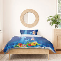Fiji Jellyfish Bedding Set Tapa Patterns and Hibiscus Sea Vibe LT03 - Polynesian Pride