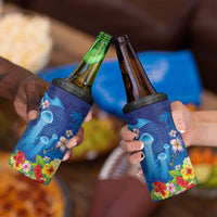 Fiji Jellyfish 4 in 1 Can Cooler Tumbler Tapa Patterns and Hibiscus Sea Vibe LT03 - Polynesian Pride