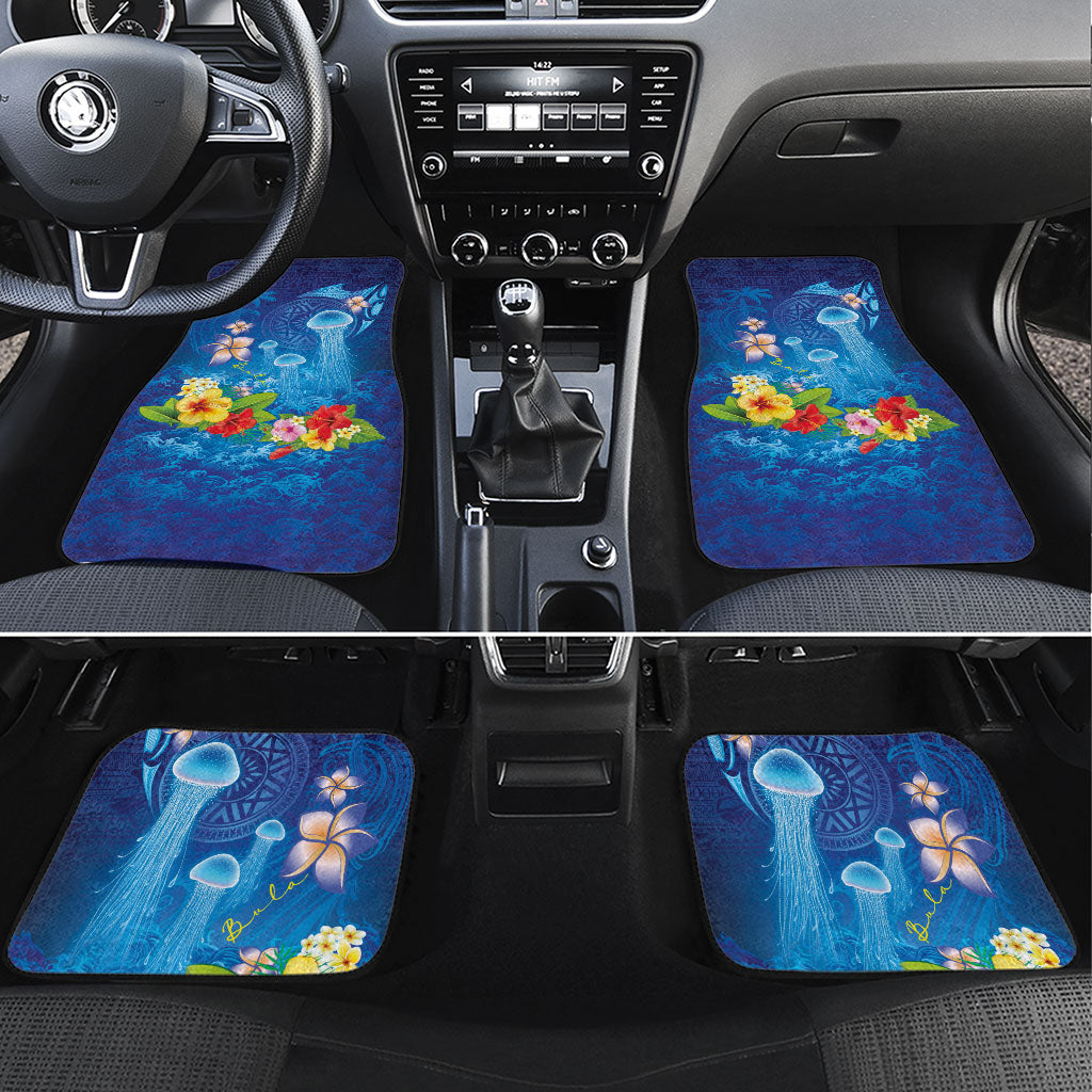 Fiji Jellyfish Car Mats Tapa Patterns and Hibiscus Sea Vibe