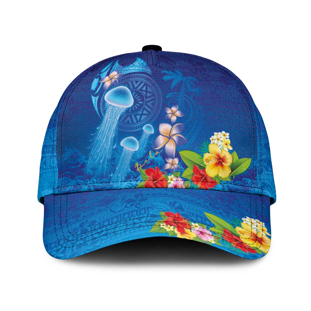Fiji Jellyfish Classic Cap Tapa Patterns and Hibiscus Sea Vibe