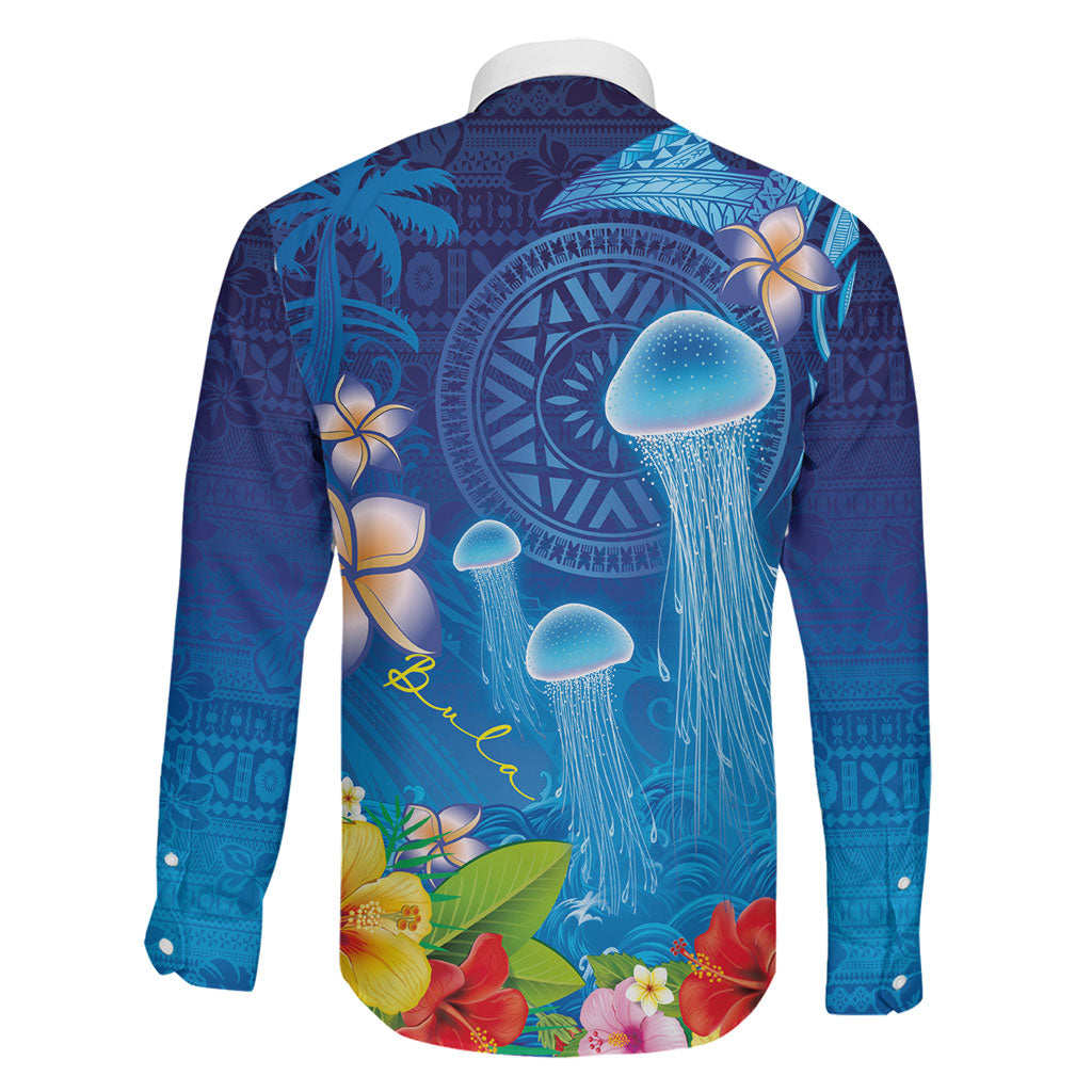 Fiji Jellyfish Family Matching Puletasi and Hawaiian Shirt Tapa Patterns and Hibiscus Sea Vibe LT03 - Polynesian Pride
