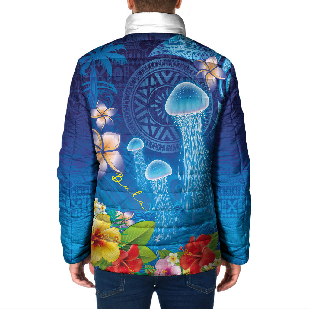 Fiji Jellyfish Padded Jacket Tapa Patterns and Hibiscus Sea Vibe LT03 - Polynesian Pride