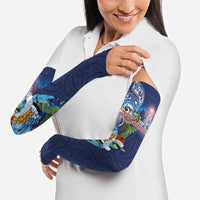 New Zealand Merry Christmas Arm Sleeves Maori Tribal Pattern with Xmas Tui Bird
