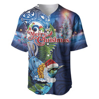 New Zealand Merry Christmas Baseball Jersey Maori Tribal Pattern with Xmas Tui Bird