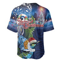 New Zealand Merry Christmas Baseball Jersey Maori Tribal Pattern with Xmas Tui Bird