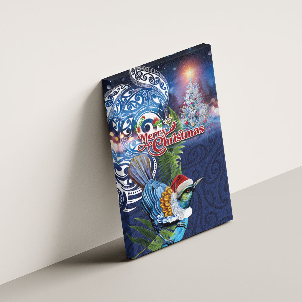 New Zealand Merry Christmas Canvas Wall Art Maori Tribal Pattern with Xmas Tui Bird