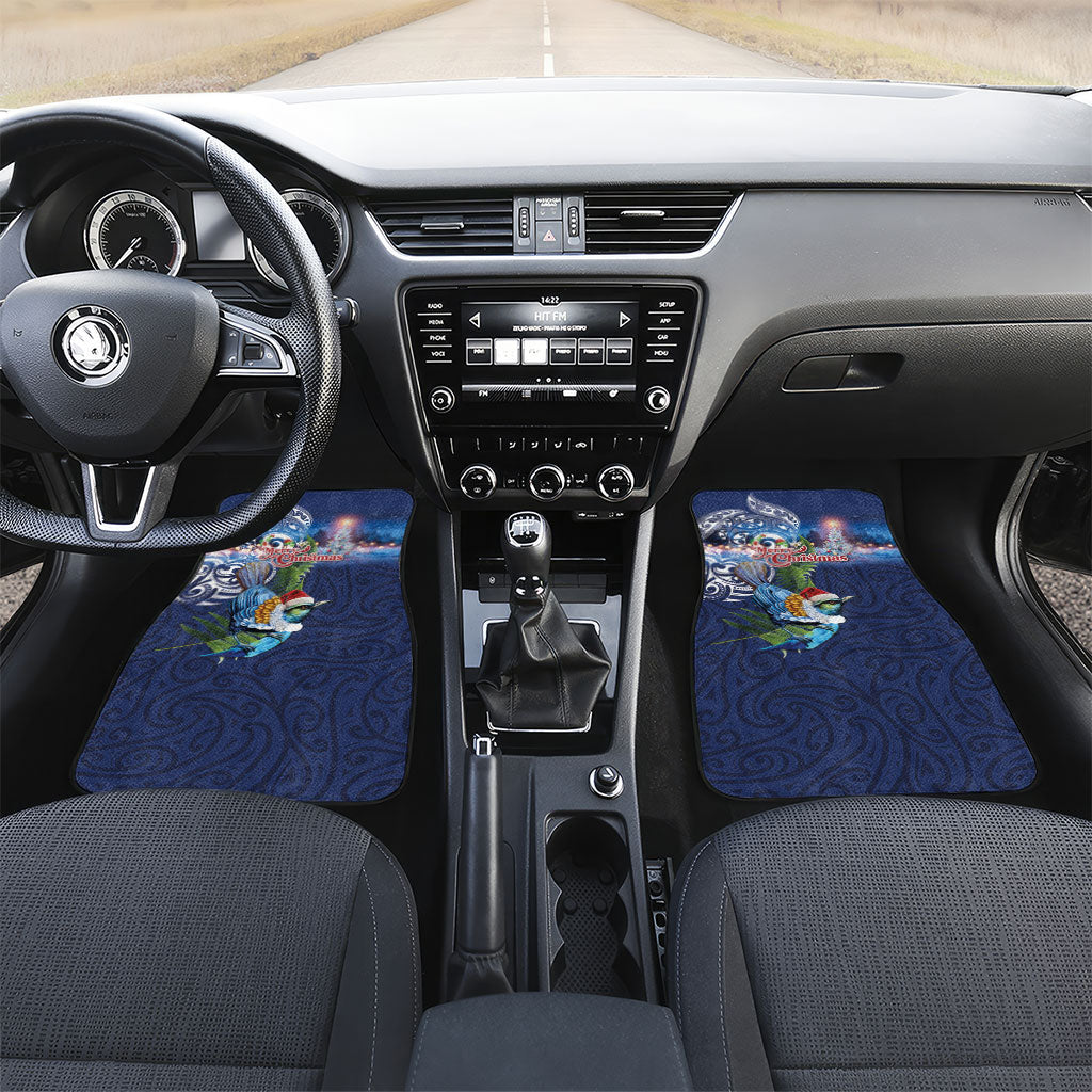 New Zealand Merry Christmas Car Mats Maori Tribal Pattern with Xmas Tui Bird
