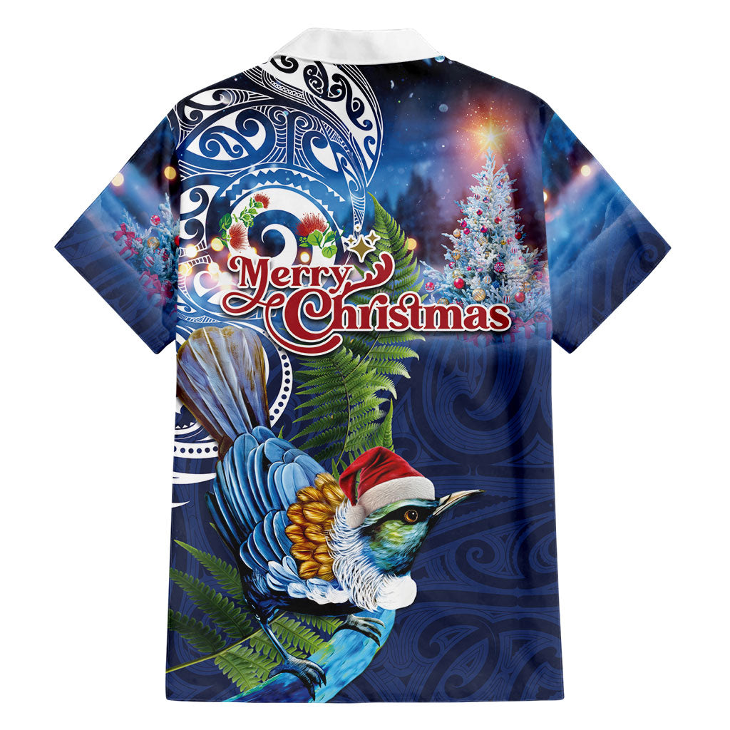 New Zealand Merry Christmas Family Matching Summer Maxi Dress and Hawaiian Shirt Maori Tribal Pattern with Xmas Tui Bird