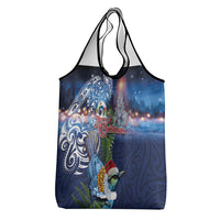 New Zealand Merry Christmas Grocery Bag Maori Tribal Pattern with Xmas Tui Bird