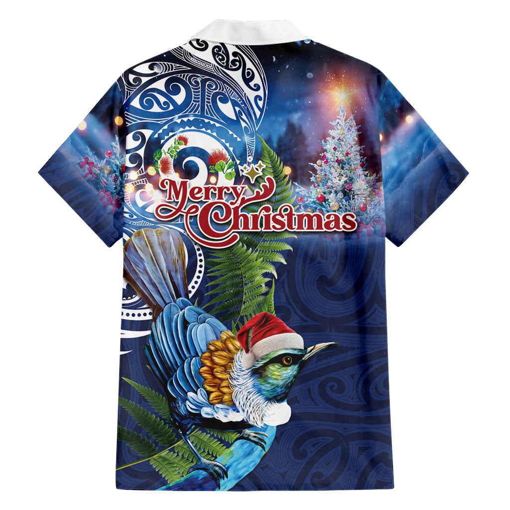 New Zealand Merry Christmas Hawaiian Shirt Maori Tribal Pattern with Xmas Tui Bird
