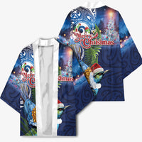 New Zealand Merry Christmas Kimono Maori Tribal Pattern with Xmas Tui Bird