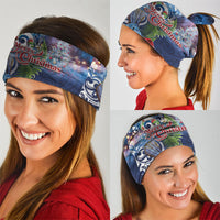 New Zealand Merry Christmas Neck Gaiter Maori Tribal Pattern with Xmas Tui Bird