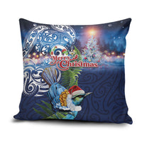 New Zealand Merry Christmas Pillow Cover Maori Tribal Pattern with Xmas Tui Bird