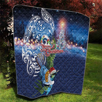 New Zealand Merry Christmas Quilt Maori Tribal Pattern with Xmas Tui Bird