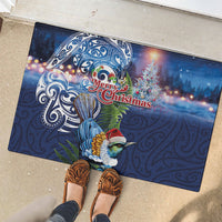 New Zealand Merry Christmas Rubber Doormat Maori Tribal Pattern with Xmas Tui Bird