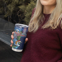 New Zealand Merry Christmas Tumbler Cup Maori Tribal Pattern with Xmas Tui Bird